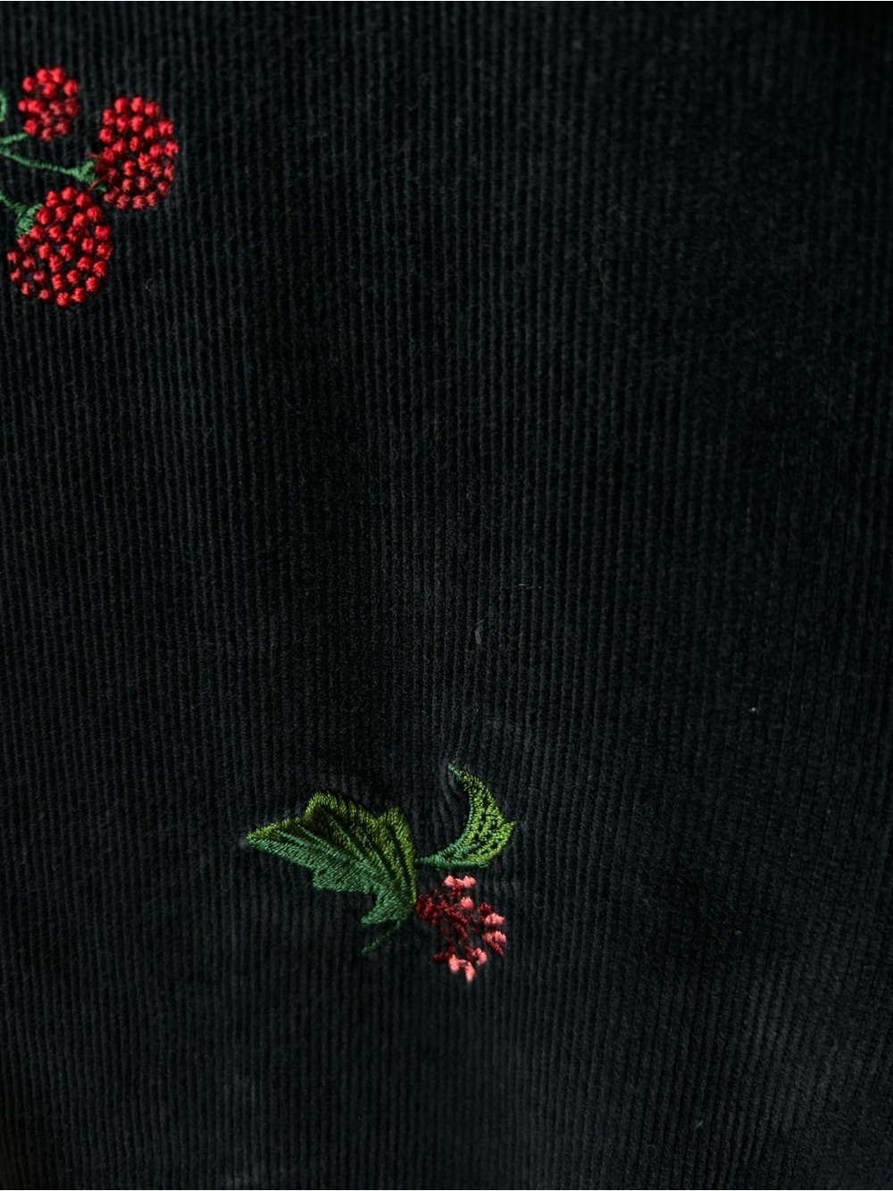 Embroidered Navy Button-Down Corduroy Shirt - Raspberry Detail - Picture 5 of 8